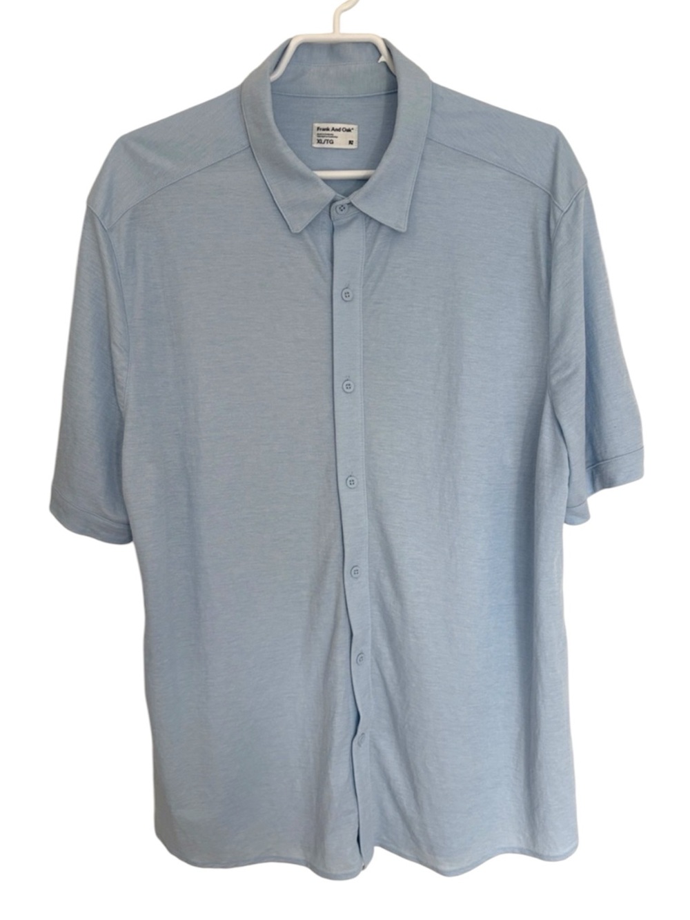 Frank and Oak Men’s Blue Button Up Short Sleeve Casual Stretch Shirt Size XL